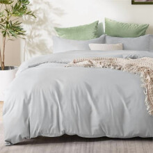 Full Size Duvet Cover Set (3 pcs) – Soft Double Brushed, Zipper Closure, 80"x90", 2 Pillow Shams, Silver Grey, compatible with standard duvets