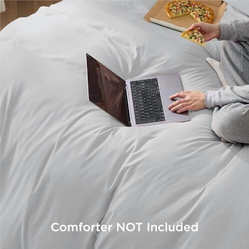 Duvet Cover Set Full Size Silver Grey 3 pcs 1