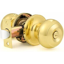 Privacy Door Knobs Lock Interior Bedroom Bathroom Door Handle Polished Brass Round Ball Keyless Lockset 4 Pack