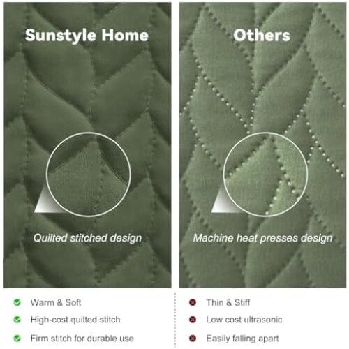 Olive Green King Quilt Bedding Set with 2 Shams 2