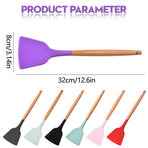Heat-Resistant Silicone Shovel with Beech Wood Handle 1