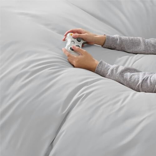 Duvet Cover Set Full Size Silver Grey 3 pcs 2
