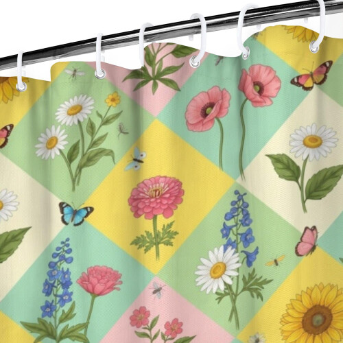 Κουρτίνα ντους με floral εκτύπωση 36x72 ίντσες με 12 γάντζους 2