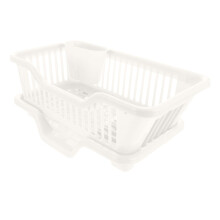 Égouttoir à vaisselle en plastique, ensemble évier, égouttoir avec plateau égouttoir intégré et porte-ustensiles pour le plan de travail de la