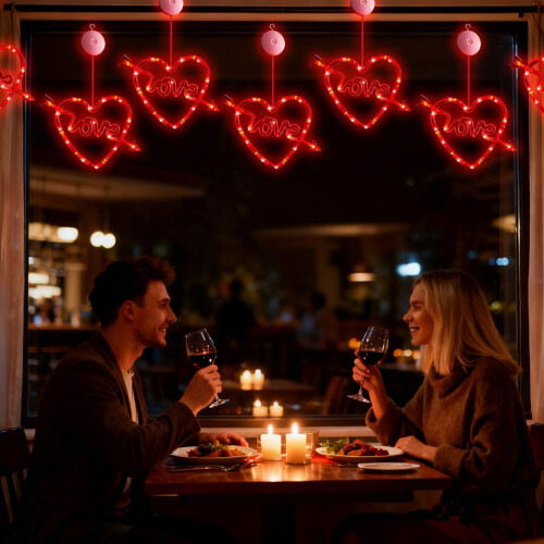 Valentine's Day Heart Window Lights 3 pcs 2