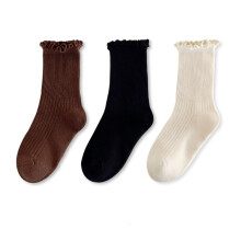 Jente- og guttesokker, 3 par, ensfargede, salatfargede ankelstrømper, klassiske bryllupssokker for barn, kaffefargede, 6-8 år