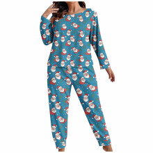 Kerstpyjamaset voor dames in grote maten, feestelijke flanellen fleece loungeset, lange mouwen en broek, XL-5XL, ideaal als kerstcadeau.