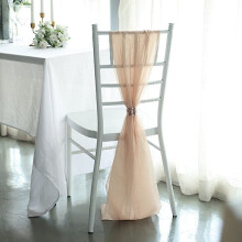 Fasce per sedie in chiffon - Color carne, confezione da 5, 198 cm