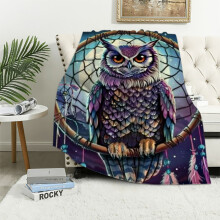 Owl Blanket – Soft, Lightweight Plush Throw for Sofa, Camping, Gifts; Compatible with Owl Lovers, All Seasons, White