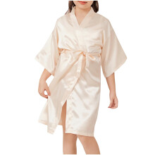 Mikilon Mädchen-Bademantel aus seidigem Satin, einfarbig, kurz, für Hochzeiten, Geburtstage, Partys und Spa-Besuche, für Kinder von 2-14 Jahren