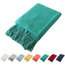 Decorative Knitted Throw Blanket with Fringe Soft & Cozy Tassel Blanket for Couch Sofa Bed (Teal,50x60)