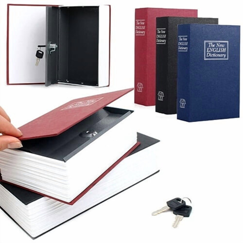 Home Security Dictionary Book Cash Jewelry Valuables Safe Storage Key Lock Box Creative Portable Useful Antitheft H 1