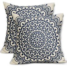 Sötétkék mandala lenvászon párnahuzatok 45x45 cm – 2 db-os csomag