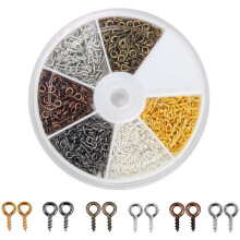 600 Stück Ösenhaken, 8 x 4 mm, aus Kohlenstoffstahl, für Schmuckherstellung, DIY-Bastelarbeiten, Schraubösen, silberne Verschlüsse, Haken, 6