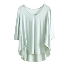 Dame Modal Pyjama Top 3/4 Ærmer V-hals Rynkekant Løstsiddende Nattøj Let Hjemmetøj Blødt Behagelig L-2XL Flere Farver Fås