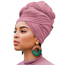 1 pieza de turbante elástico de jersey, diadema de moda, turbante africano de punto para mujer, extra suave, largo, bohemio, transpirable, con lazo