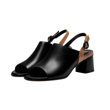 Sandali da donna, Sandali per donna, Sandali da donna versatili con tacco spesso e a blocchi di colore, Sandali da donna neri 5.5