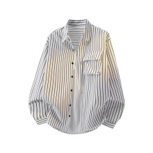 Men's Long Sleeve Solid Stripe Button-Up Tee