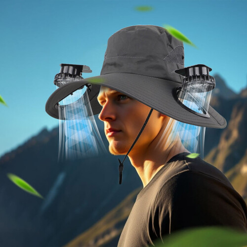 Sluneční klobouk s ventilátorem pro muže a ženy with2Fans 1
