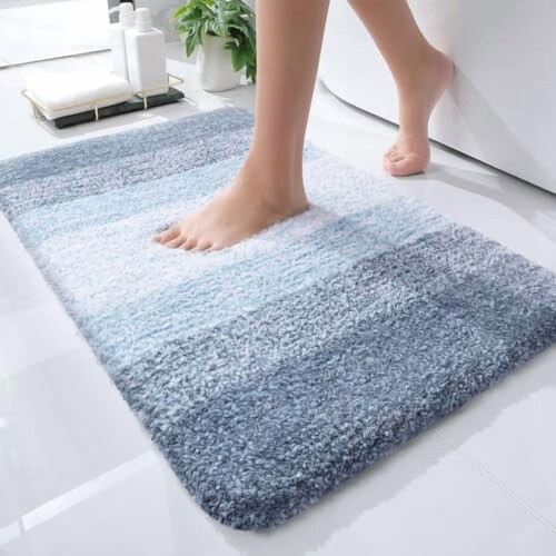 Bathroom Rug Mat Polyester 24x16 Inch Blue