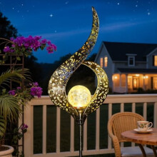 Solar Garden Light Stake – Metal Flower with Crackle