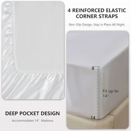 Sort satin sengetøjssæt queen size, 4 dele 2