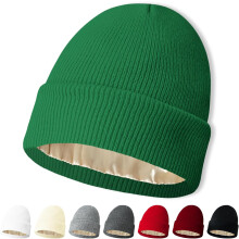 Satingefütterte Mütze für Damen und Herren, weiches Acrylstrick