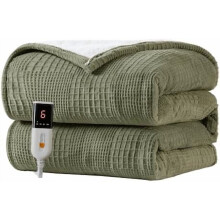 Heated Blanket Electric Blanket Throw 50''X60''-Heating Throw with 9 Heat Settings-2-10 Hours Auto Off,ETL Certified,Machine Washable (Gray Green)