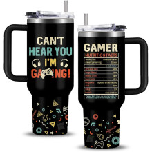 40oz Gamer Tumbler – Gifts for Men, Teen Boys, Boyfriend, Husband, Son – Compatible with Gaming Lifestyle – Birthday, Christmas, Father's Day