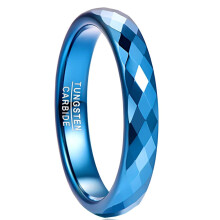 4mm Tungsten Carbide Ring Wedding Bands for Women Plain Black/Rose Gold/Blue Polished Finish Faceted Wedding Ring Comfort Fit Size 6-13