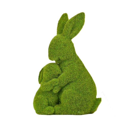 Flocked Resin Easter Bunny Decorative Figurine 1