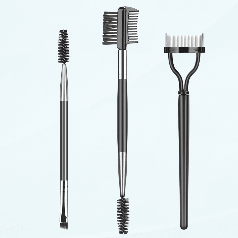 Eyebrow Brush Eyelash Separator Brow Comb & Lash Spoolie Professional Eye Makeup Tools (3 Pieces Set)