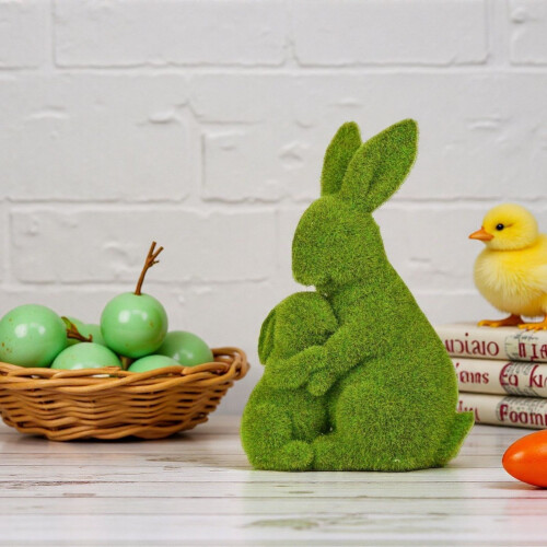 Easter Bunny Decorative Statue Set Moss Green 21x18x9cm 2