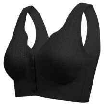Reggiseno da donna con chiusura frontale a bottoni, tinta unita, pizzo, stile sottile, traspirante, taglie forti, senza ferretto.