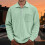 Shirts for Men Corduroy Long Sleeve Solid Collared Tops Zipper Pullover Textured Sweatshirt 2