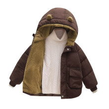 Toddler Kids Baby Boys Girls Winter Warm Solid Coats Bear Ears Hooded Padded Jacket Outwear For 12-18 Months