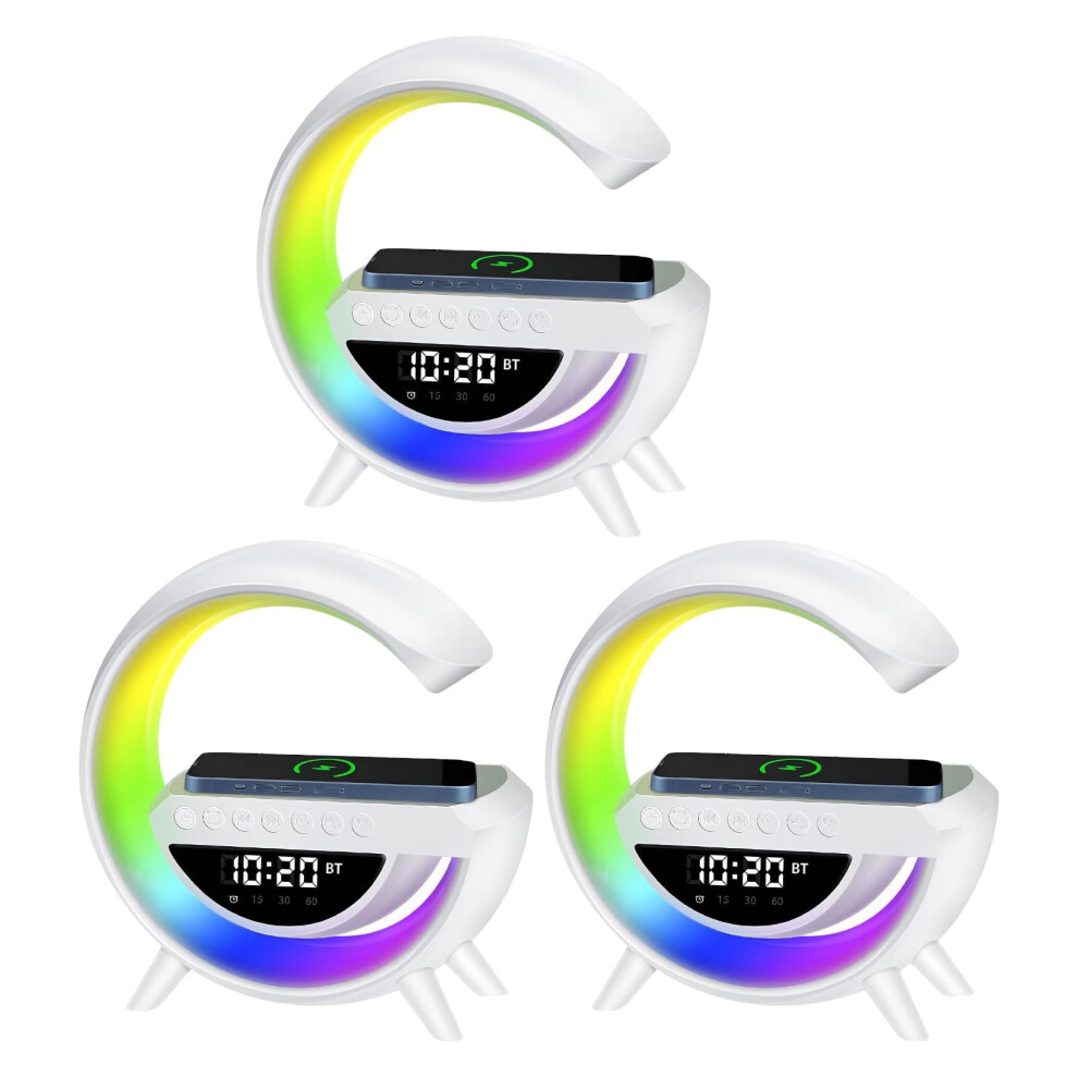 Saker G-Shaped Led Wireless Charging Speaker With Bluetooth 5.2, Digital Clock, Mood Fm Radio & Alarm Â Compatible With Qi Devices Light 9027700931251