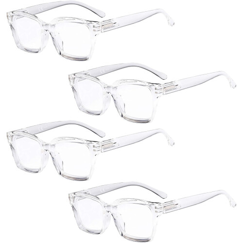 Damen-Lesebrillen, übergroß, quadratisch, 4er-Pack