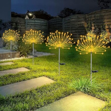 4 db-os napelemes tűzijáték lámpa, 120 LED, 12 méteres rézdrót