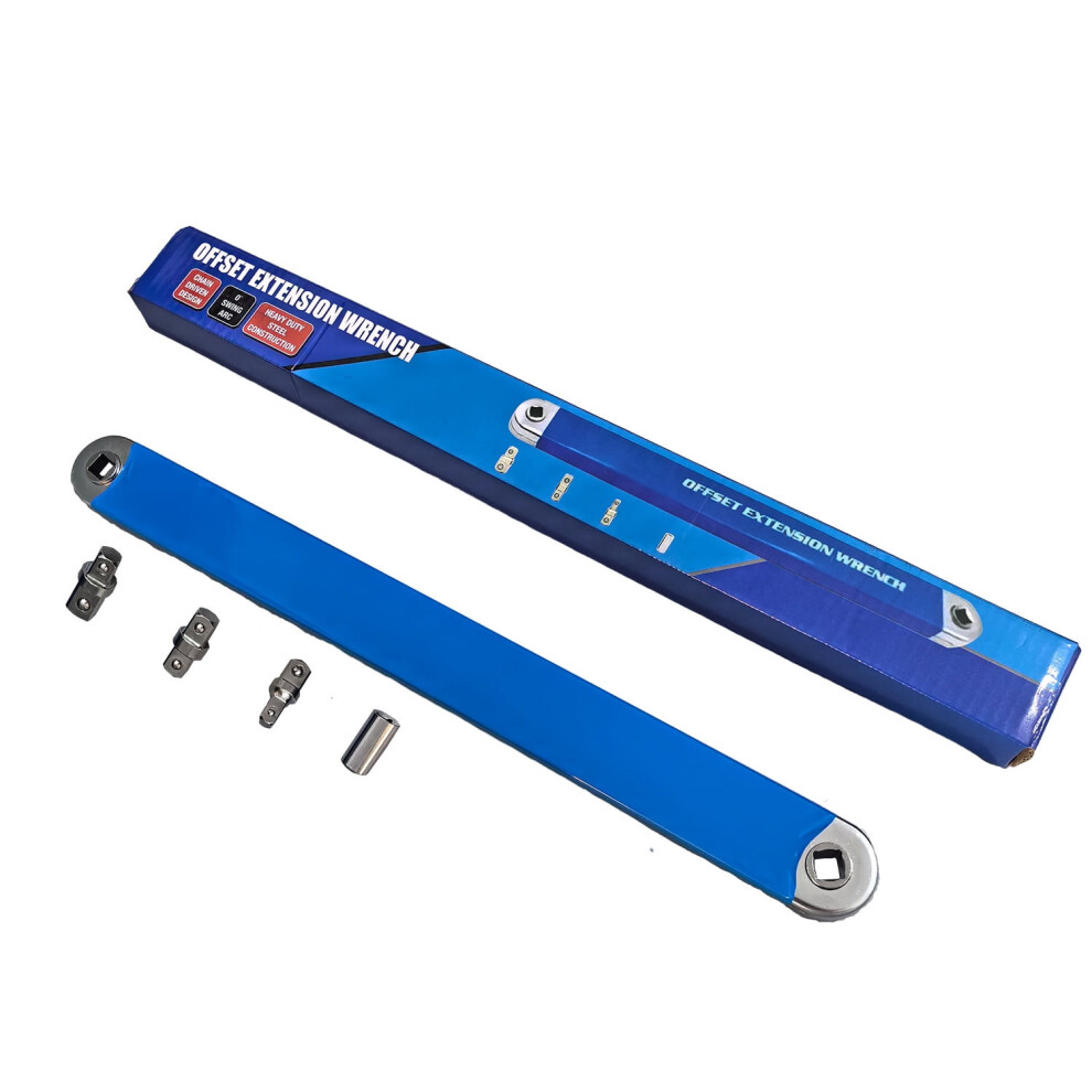 Offset Extension Wrench Set With 3 Drive Adapters For Tight Spaces, Impact Ready Steel Tool 9027700932173