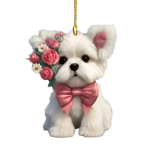 Pingente em forma de coração com urso e rosa – 1 peça