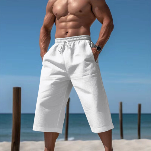 Ανδρικό παντελόνι Capri Loose Casual για καλοκαιρινά σορτς παραλίας, κοντό παντελόνι 2