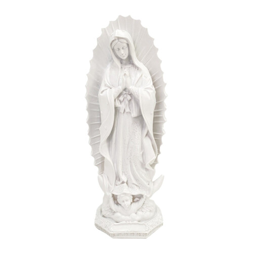 Estátua de Nossa Senhora de Guadalupe em resina branca de 30 cm (12 polegadas)