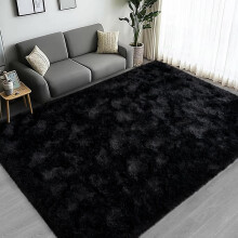 Black Fluffy Shag Rug 4x6 ft Ultra Soft Plush Carpet