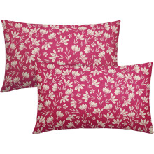 Felroze kussenhoezen met bloemenprint 12x20 inch (2 stuks)