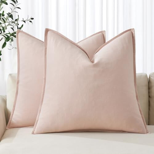 Fodere per cuscini in lino 45x45 cm, rosa chiaro (2 pezzi)