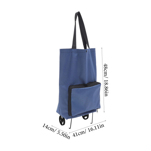OUNONA Multi Functional Dark Blue Shopping Trolley Bag with Wheels Foldable Design 1