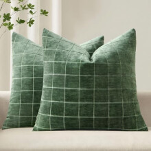 Kissenbezug aus kariertem Chenille, 56 x 56 cm, 2er-Set