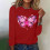 Rotes Baumwoll-Damen-Langarmshirt mit Rundhalsausschnitt, Größe M 4