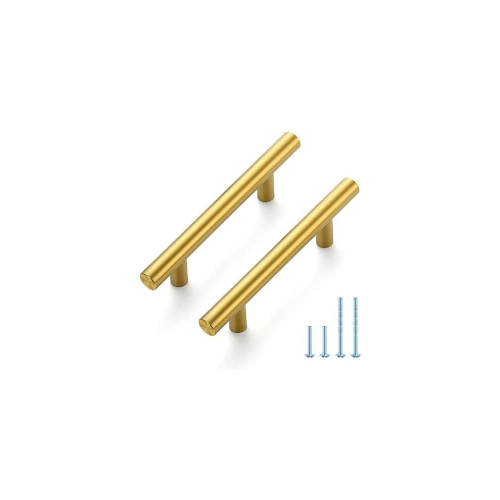5-Pack 5" Cabinet Pulls, 3" (76Mm) Hole Center, Brushed Brass & Stainless Steel, Compatible With Standard Cabinets 9422877285563